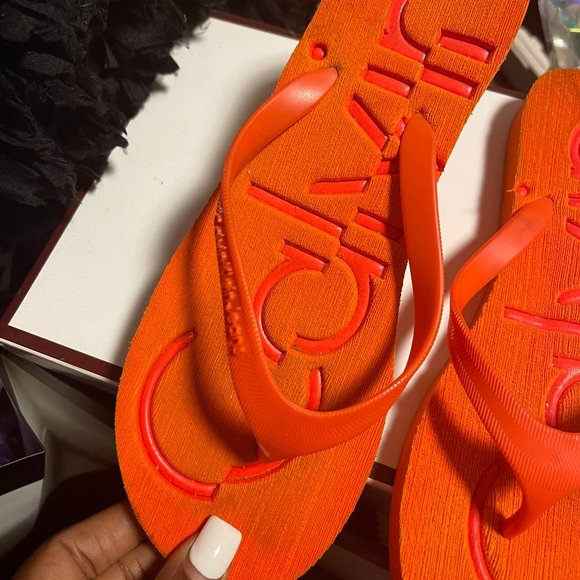 Calvin Klein Shoes - orange CK vintage flip flops